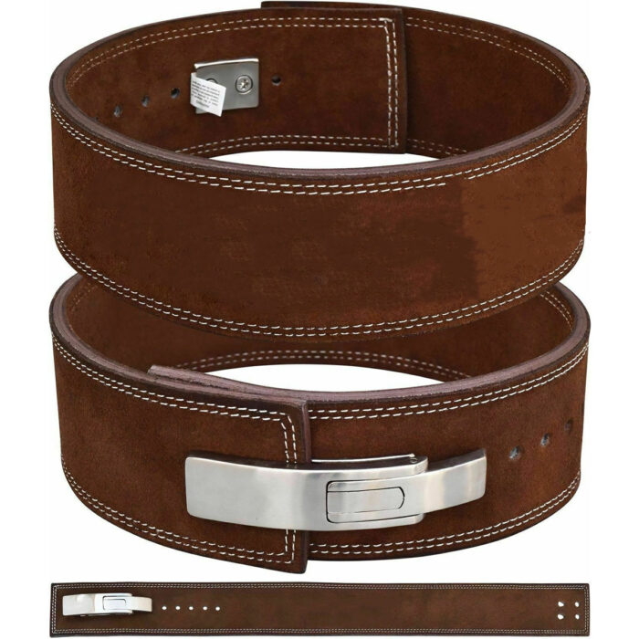 brown powerlifting belt lever closure 1