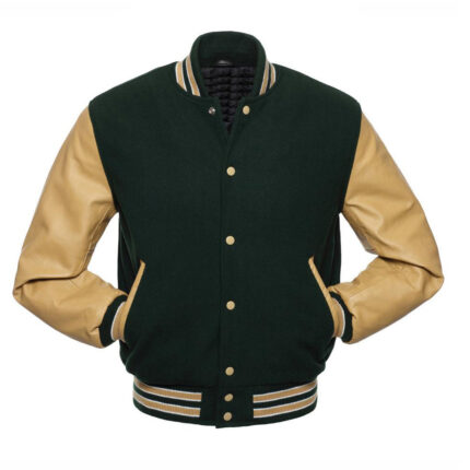 custom varsity jacket black gold sleeves