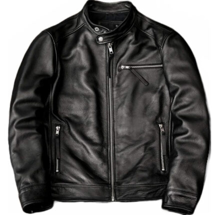 leather jacket black biker