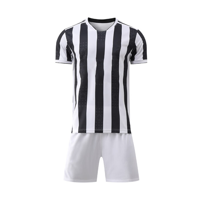 custom soccer uniform strips design white black