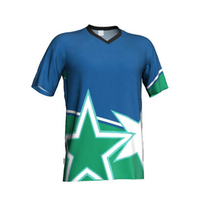 custom v neck soccer jersey green blue front