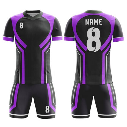 soccer uniform set black purple full photo