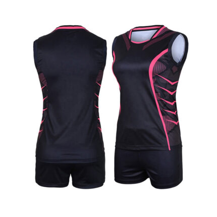 custom volleyball uniforms-black-pink-2