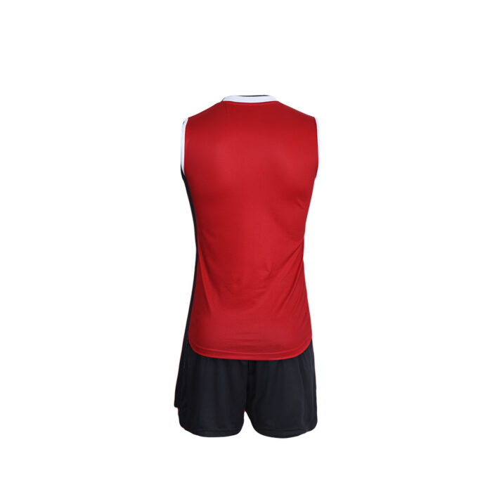 custom volleyball uniforms-red-black-back